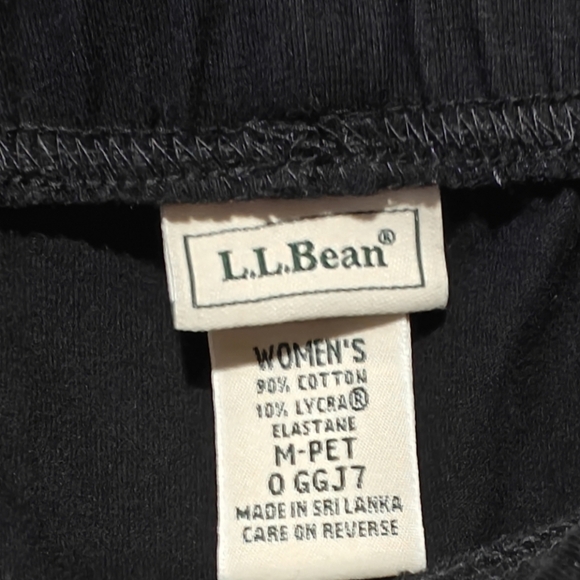 LL Bean High Waisted Pants Medium Petite Black Pockets Boxy Cozy 90% Cotton - Picture 5 of 6